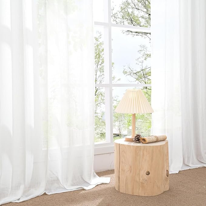 BGment White Linen Semi Sheer Curtains 84 Inch Length - Image 7