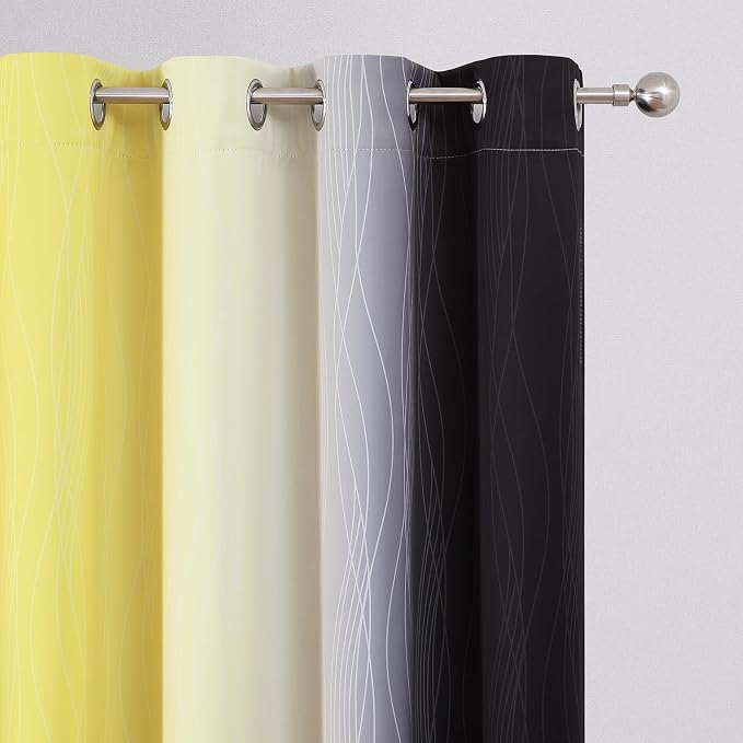 Estelar Textiler Black and Yellow Ombre Blackout Curtains 45 Inches Long - Image 4