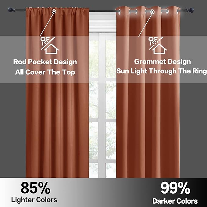 RYB HOME Blackout Curtains for Bedroom Living Room 72 inches Long, Thermal - Image 5