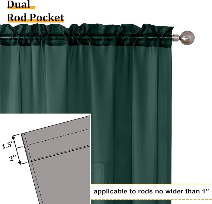Aiyufeng Hunter Green Sheer Curtain Drapes 90 Inch Length 2 Panels - Image 4