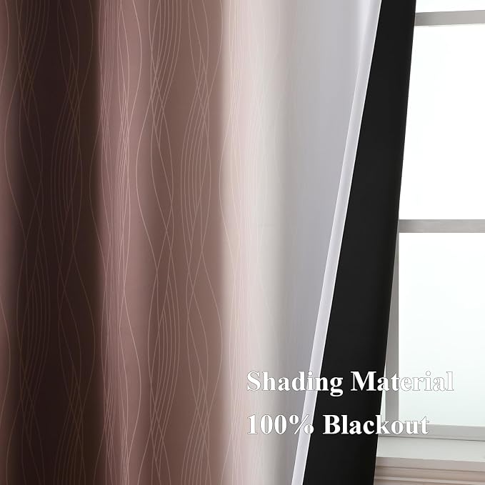 Estelar Textiler Brown and Greyish White Gradient Blackout Curtains 102 Inches - Image 5