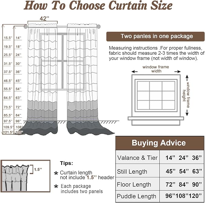 Chyhomenyc Taupe Sheer Curtains 120 Inches Long - Image 7