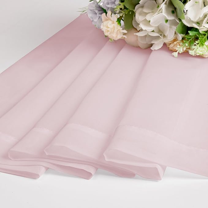 OWENIE Sheer Curtains 54 Inch Length 2 Panels Set, Blush Sheer Curtain - Image 7