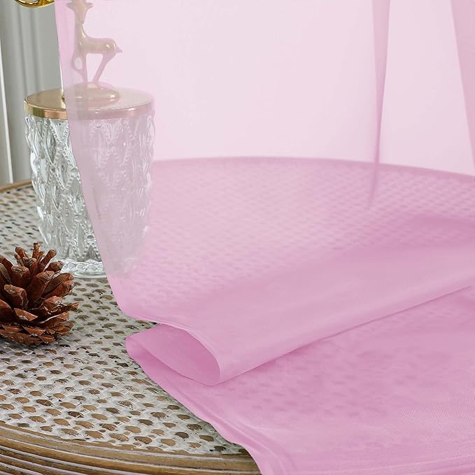 OWENIE Sheer Pink Curtains 108 Inches Long - Image 6
