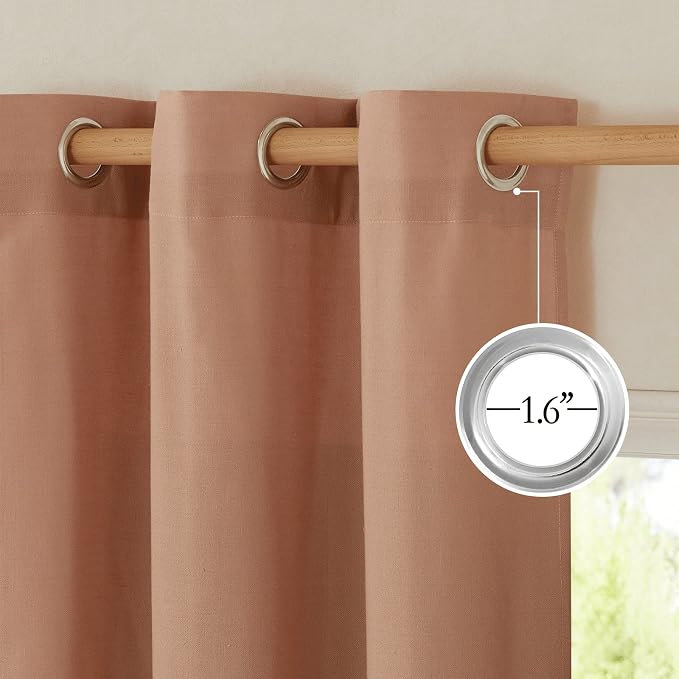 NICETOWN Thick Linen Burlap Terracotta Curtains, Privacy Curtains That Let - Image 2