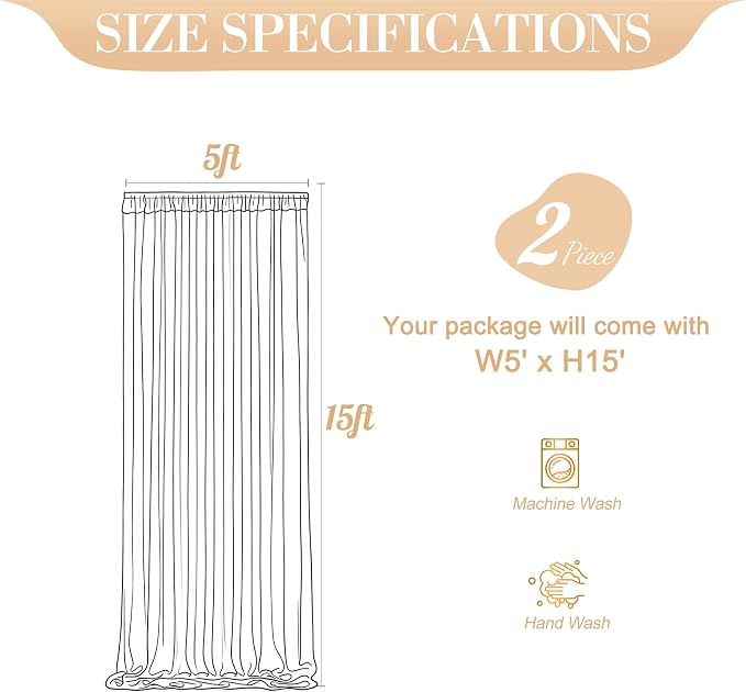 10ft x 15ft Champagne Tulle Backdrop Curtain - Image 6