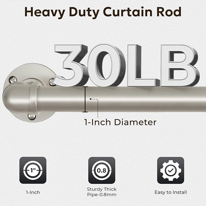 Zeerobee Curtain Rods for Windows 66 to 120, 1 Inch Industrial Wrap Around - Image 4