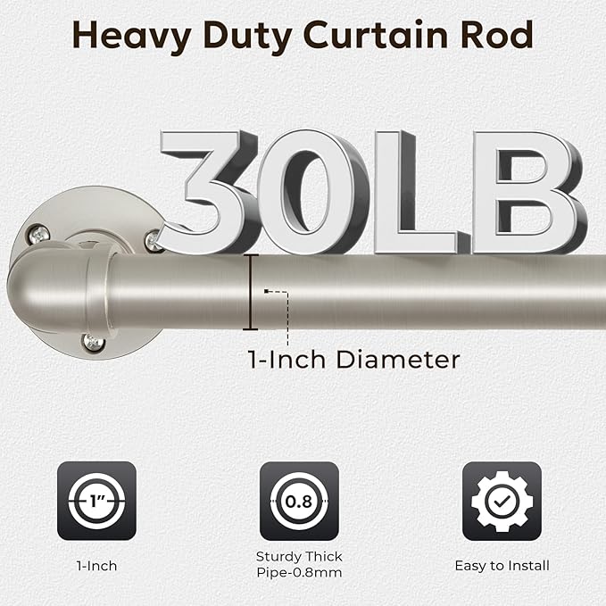 Zeerobee Curtain Rods for Windows 120 to 240, 1 Inch Industrial Wrap Around - Image 4