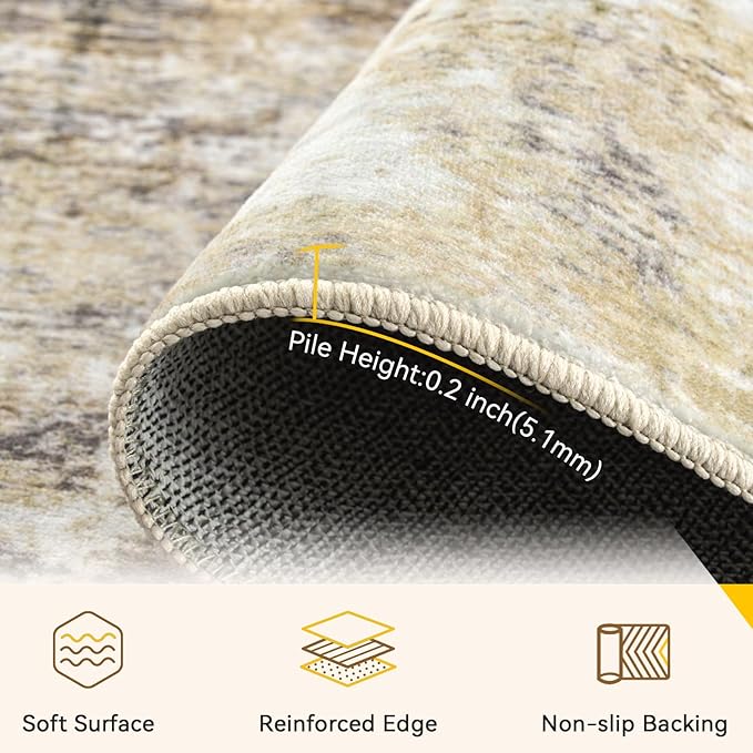 Washable Area Rugs 5'x8' Non-Slip Modern Abstract Soft - Image 4