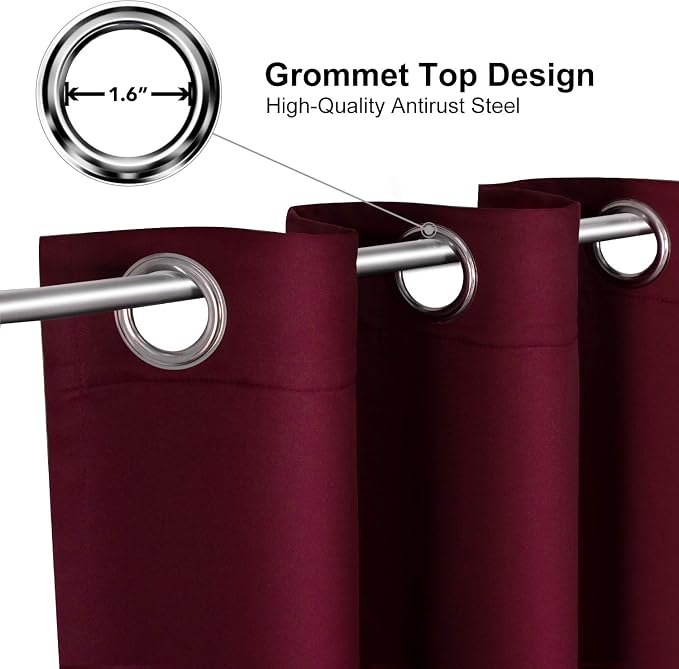 ChrisDowa Burgundyout Curtains 72 inches Long - Image 2