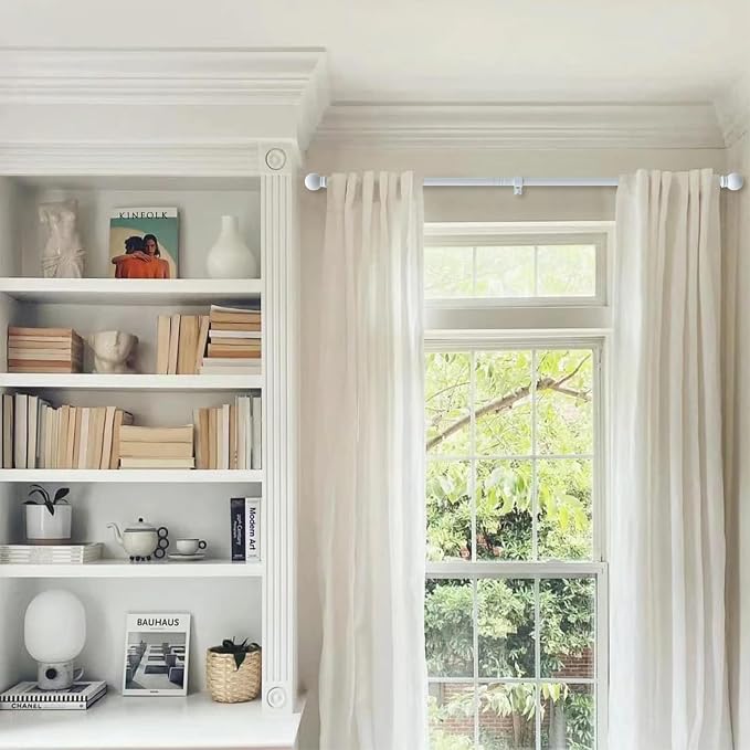 GXOACKJ Curtain Rods for windows 48 to 84-93 inch, 5/8 inch Decorative White - Image 4