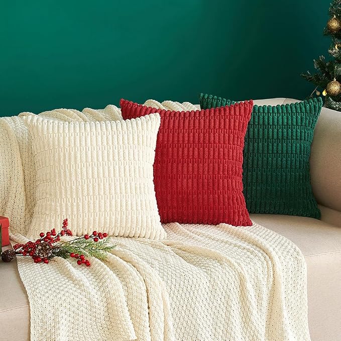 MIULEE Pack of 2 Red Corduroy Decorative Pillow Covers 12x12 Inch Soft Boho - Image 8