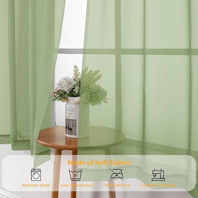 Gwine Light Green Valances for Windows, Small Light Filtering Rod Pocket Cafe - Image 7
