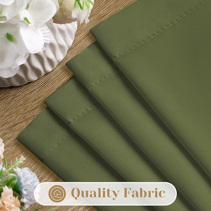 HOMEIDEAS Non-See-Through Olive Green Privacy Sheer Curtains, 52 X 96 Inches - Image 4