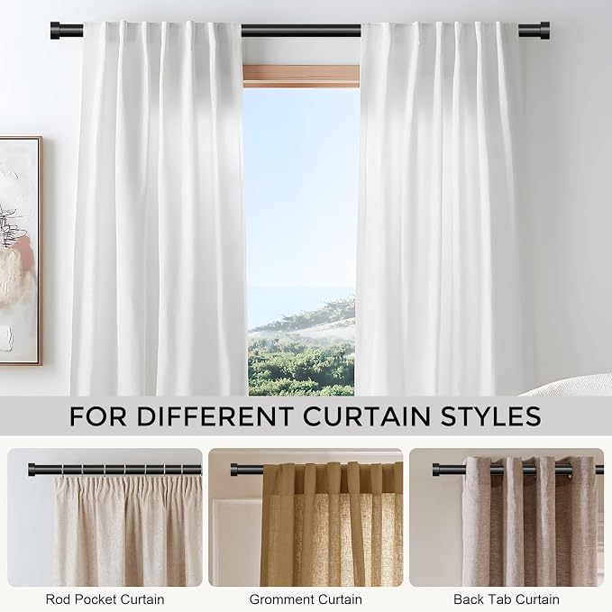VOIIY 2 Pack Curtain Rods for Windows 48 to 84 Inch, Modern Adjustable Heavy - Image 6
