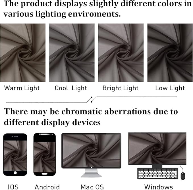 Lecloud Sheer Curtains 90 Inch Long 2 Panels, Chocolate Light Filtering Living - Image 6