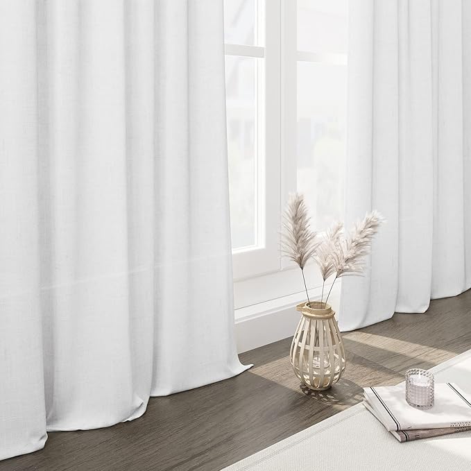 Nanspring Linen White Curtains 118 Inch Extra Long - Image 5