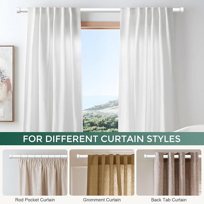 VOIIY 2 Pack Curtain Rods for Windows 48 to 84 Inch, Modern Adjustable Heavy - Image 6