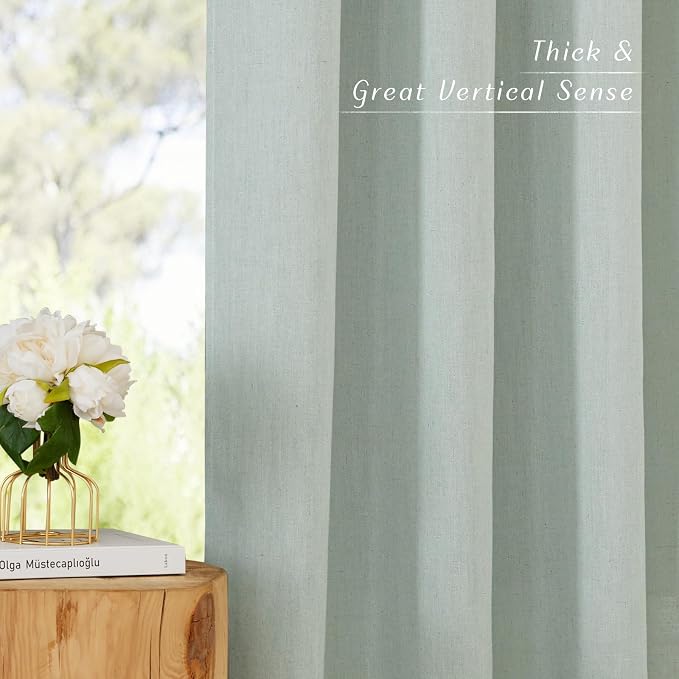 NICETOWN Flax Linen Sage Green 120 inch Curtains - Image 5