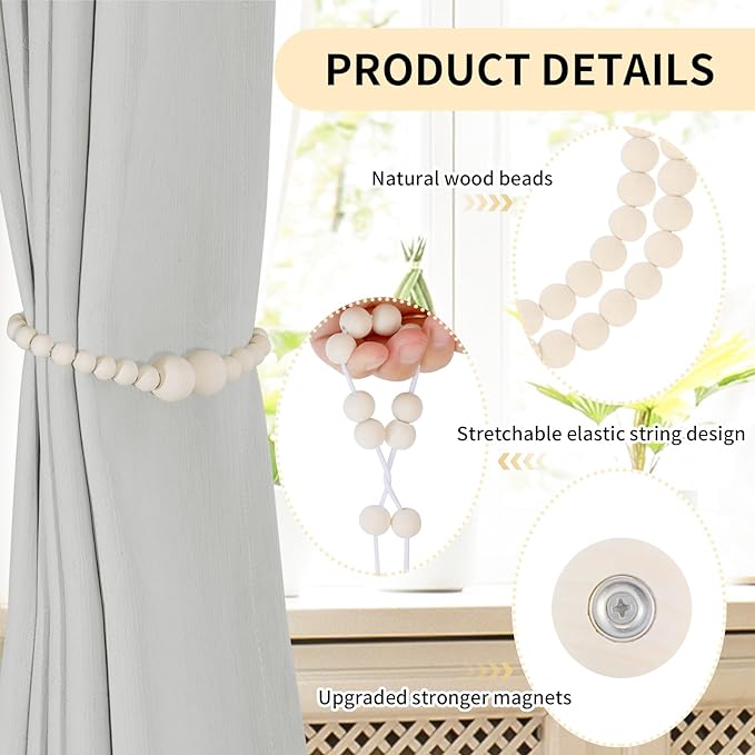 Magnetic Curtain Tiebacks, 2 Pack Curtain Holdbacks - Image 5
