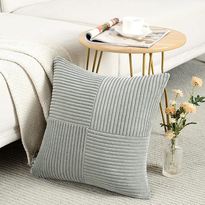Fancy Homi 2 Packs Grey Decorative Throw Pillow Covers 18x18 Inch - Image 2