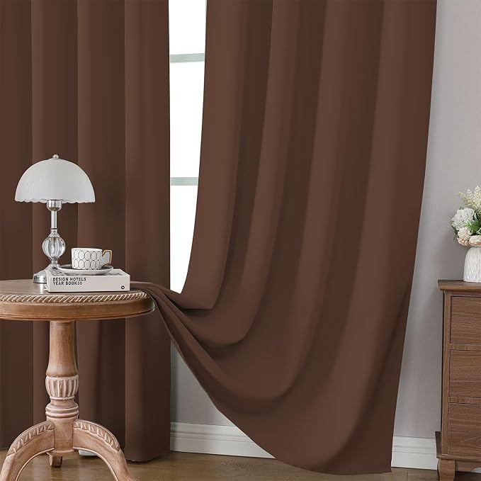 CUCRAF Brown Blackout Curtains 90 inch Length 2 Panels Set, Rod Pocket Room - Image 5