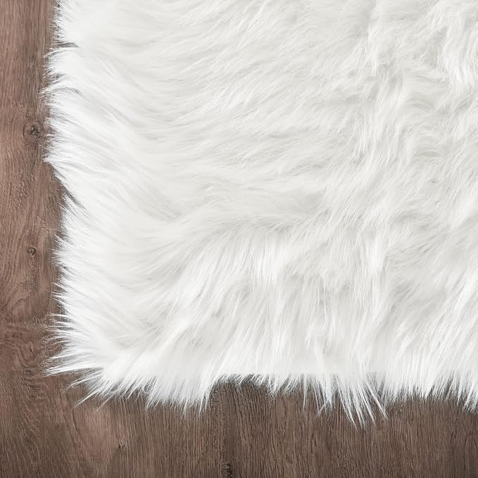 Latepis 9x12 Area Rug for Bedroom White Fluffy Rugs Washable Faux Fur Rug for - Image 6