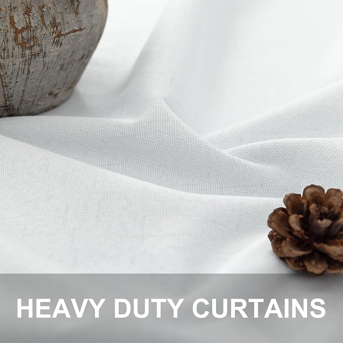 Elegant Curtains for Living Room 102 Inch Long Faux Linen Back Tab Rod Pocket - Image 3