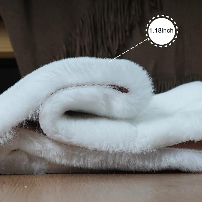 Ghouse Ultra Soft Faux Rabbit Fur Rug 2x3, Machine Washable Area Rugs - Image 4