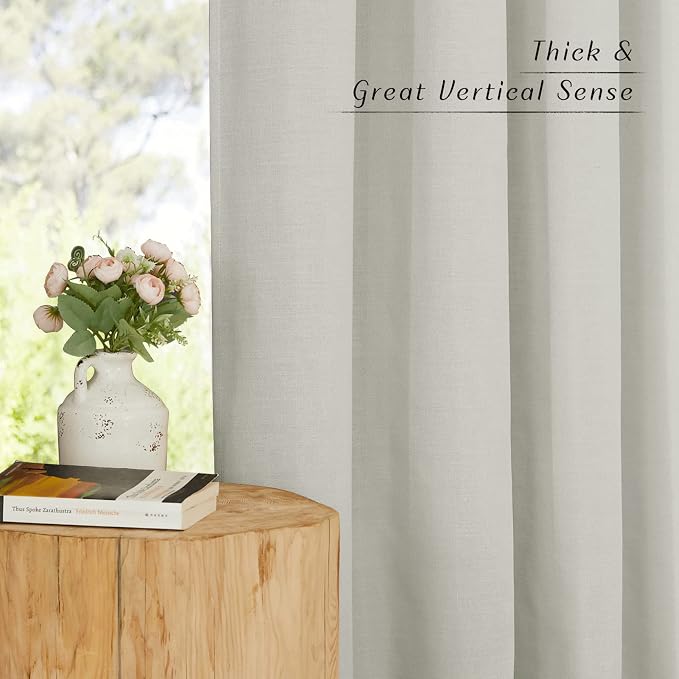 NICETOWN Rustic Linen 102 inch Long Curtains - Image 3