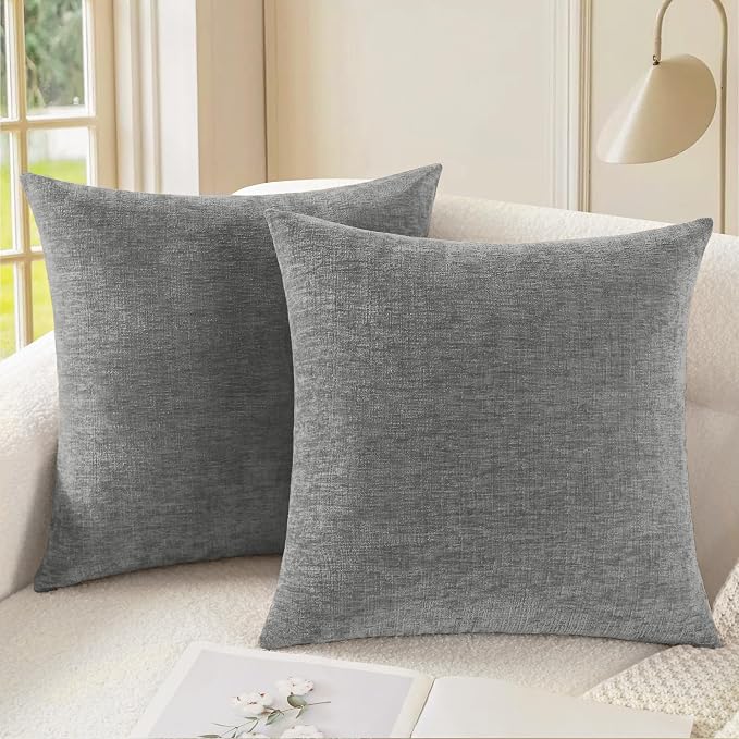 CaliTime Throw Pillow Covers Decorative 24 X 24 Inches Pack of 2 Cozy Chenille by CaliTime