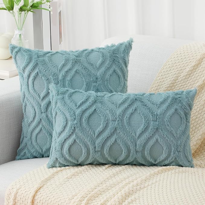 decorUhome Summer Throw Pillow Covers 20x20 Inch Set of 2, Soft Plush Faux Wool - Image 7