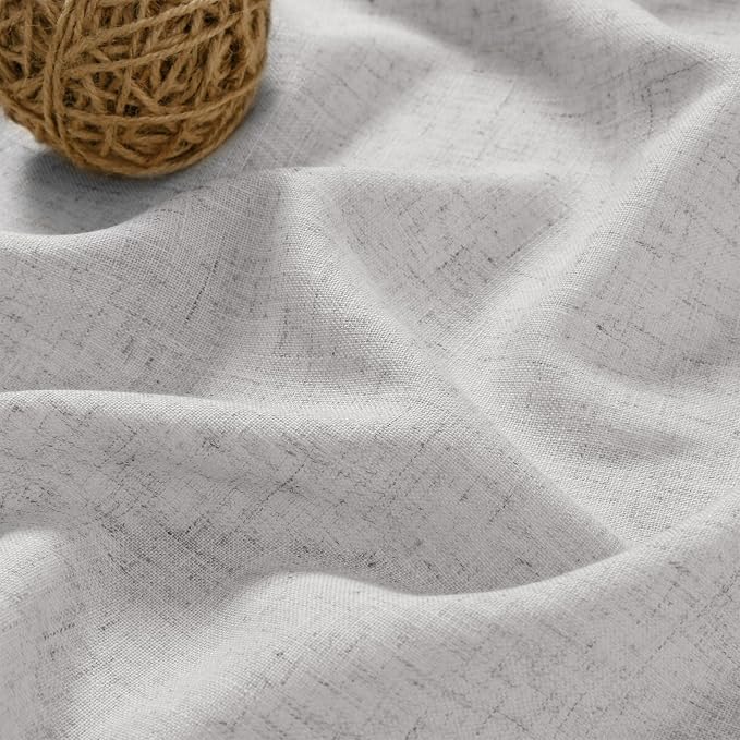 Grey Linen Blend Drapes 84 Inch Length 2 Panels Set Back Tab Rod Pocket Light - Image 5
