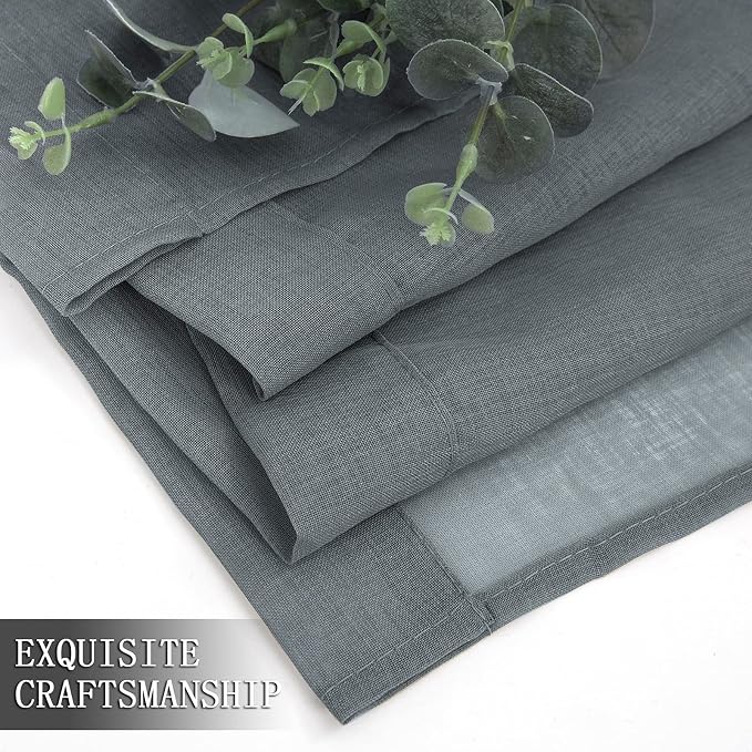 Tollpiz Short Sheer Curtain Linen Textured Living Room Curtains Sheer Light - Image 7