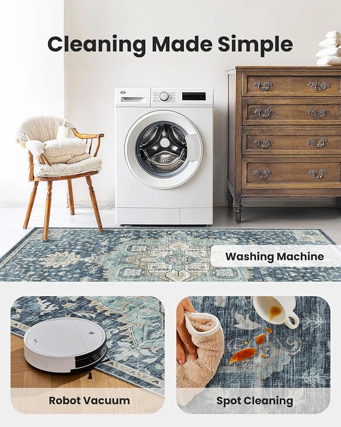 AMADA HOMEFURNISHING 10x14 Washable Area Rug, Low-Profile Large Area Rug - Image 5