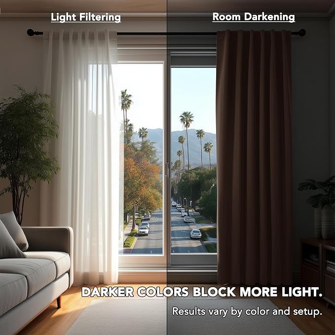 Deconovo Blackout Curtains, Thermal Insulated, W70 x L63 2 Panels, Back Tab - Image 3