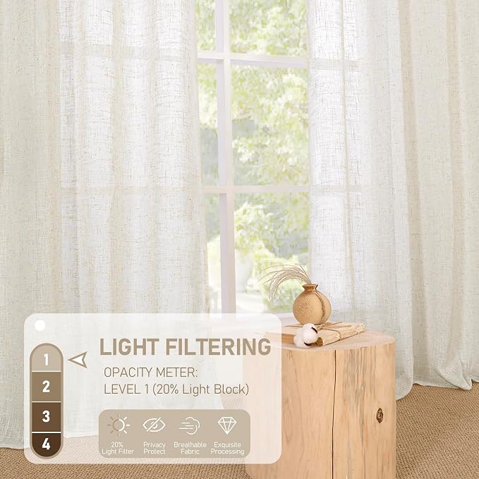 LAMIT 68 Inch Semi Sheer Linen Curtains - Image 4