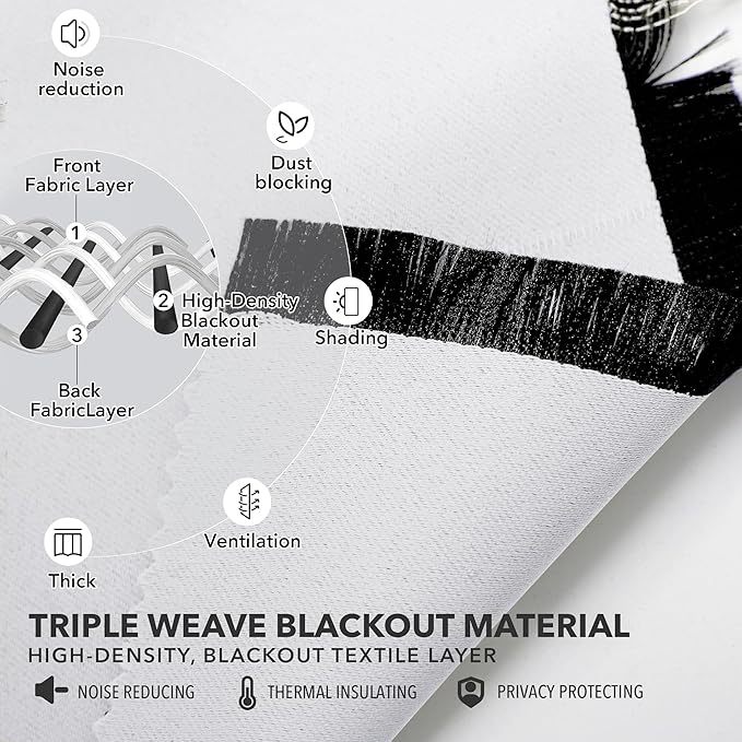 Deconovo Blackout Curtains, Thermal Insulated, W52 x L63 2 Panels, Back Tab - Image 4