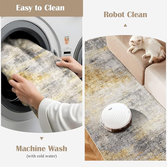 3x20 Washable Kitchen Runner Rug: Modern Abstract Runners - Image 4