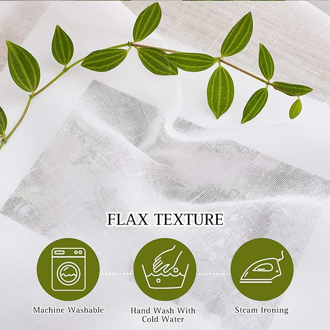 NICETOWN White Sheer Linen Curtains Flax Texture - Image 5