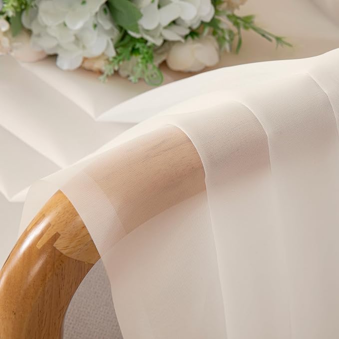 OWENIE Sheer Cream Curtains 84 Inch Length 2 Panels Set - Image 5