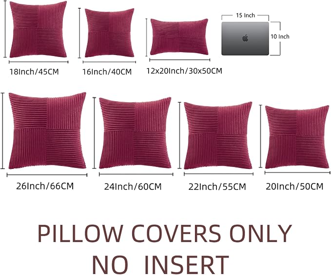 Fancy Homi 2 Packs Burgundy Decorative Throw Pillow Covers 22x22 Inch - Image 6