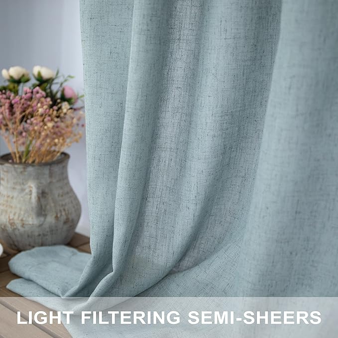 Seafoam Curtains 38 Inch Width for Kitchen 2 Panel Back Tab Rod Pocket Semi - Image 3