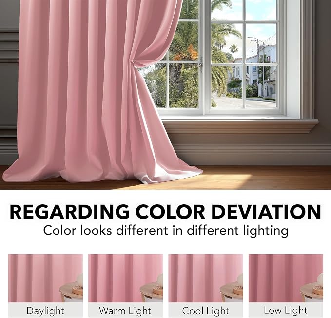 Deconovo Blackout Curtains, Thermal Insulated, W42 x L95 2 Panels, Back Tab - Image 6