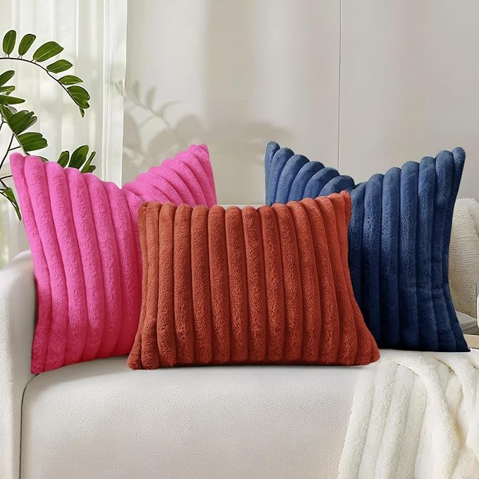 decorUhome Summer Cozy Faux Fur Throw Pillow Covers 22x22 Set of 2 Decorative - Image 9