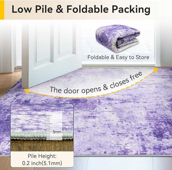 Washable Area Rugs 6ft Non-Slip Modern Abstract Soft - Image 6