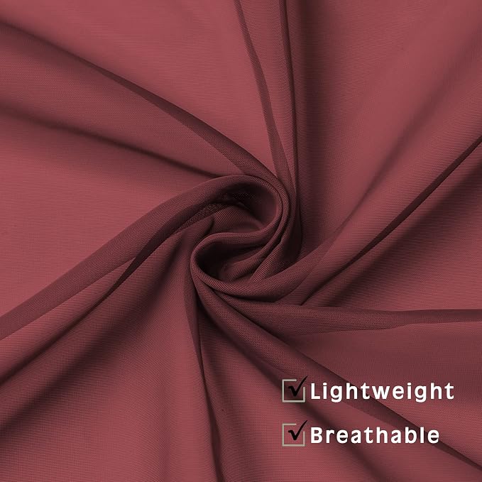 OVZME Burgundy Sheer Curtains 63 inch Length 2 Panels Set - Image 6