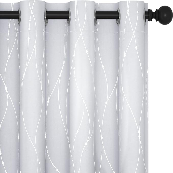 Deconovo Greyish White Curtains, Light Darkening Curtain, Thermal Insulated by Deconovo