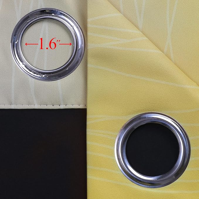 Grey and Yellow Blackout Curtains 84 Inch Length 2 Panels Set, 100% Blackout - Image 7