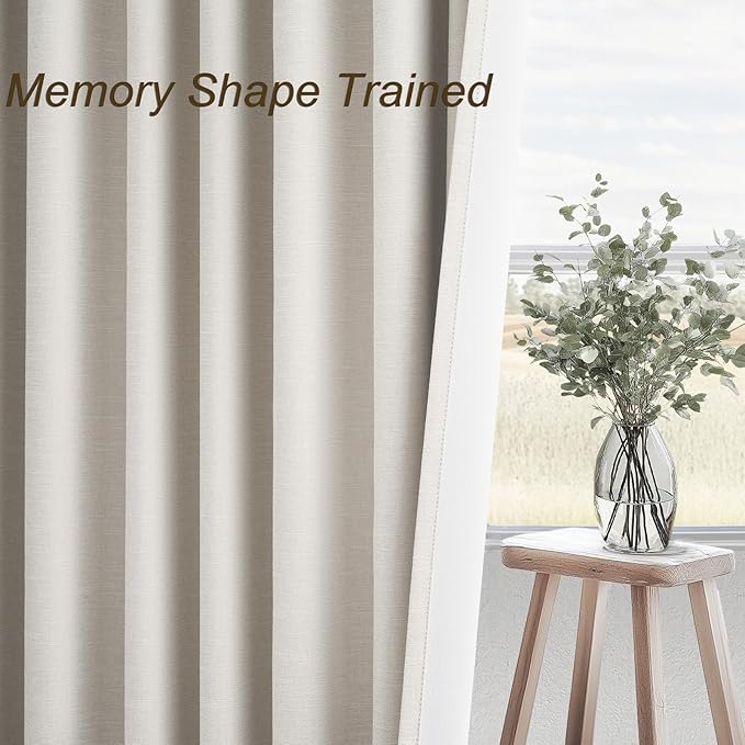 Topfinel 80 Inch Long Linen Blackout Curtains 2 Panels Set - Image 4